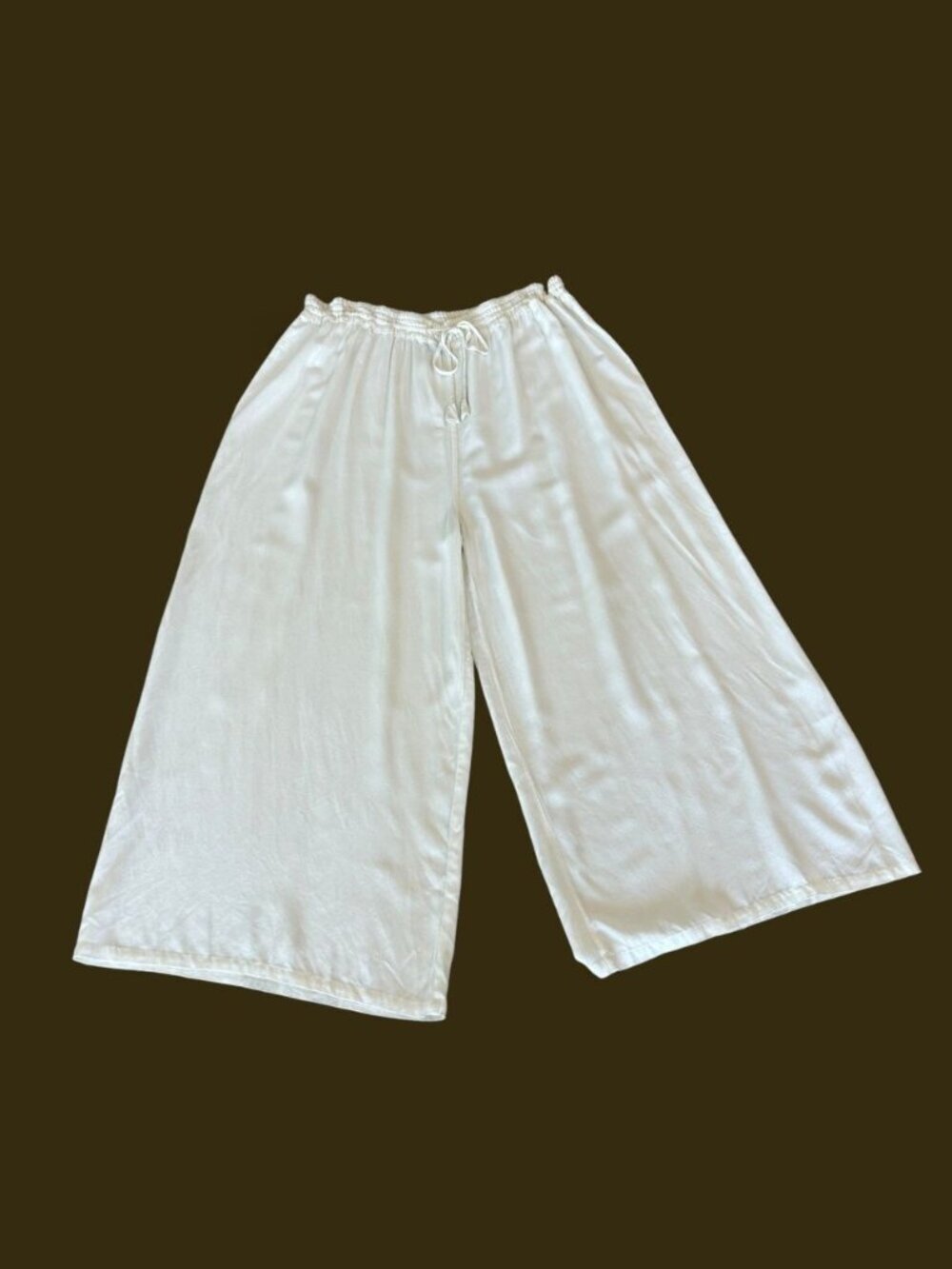 Geeta White Wide Leg Boho Hippie Cropped Casual Loungewear Pants Free Size